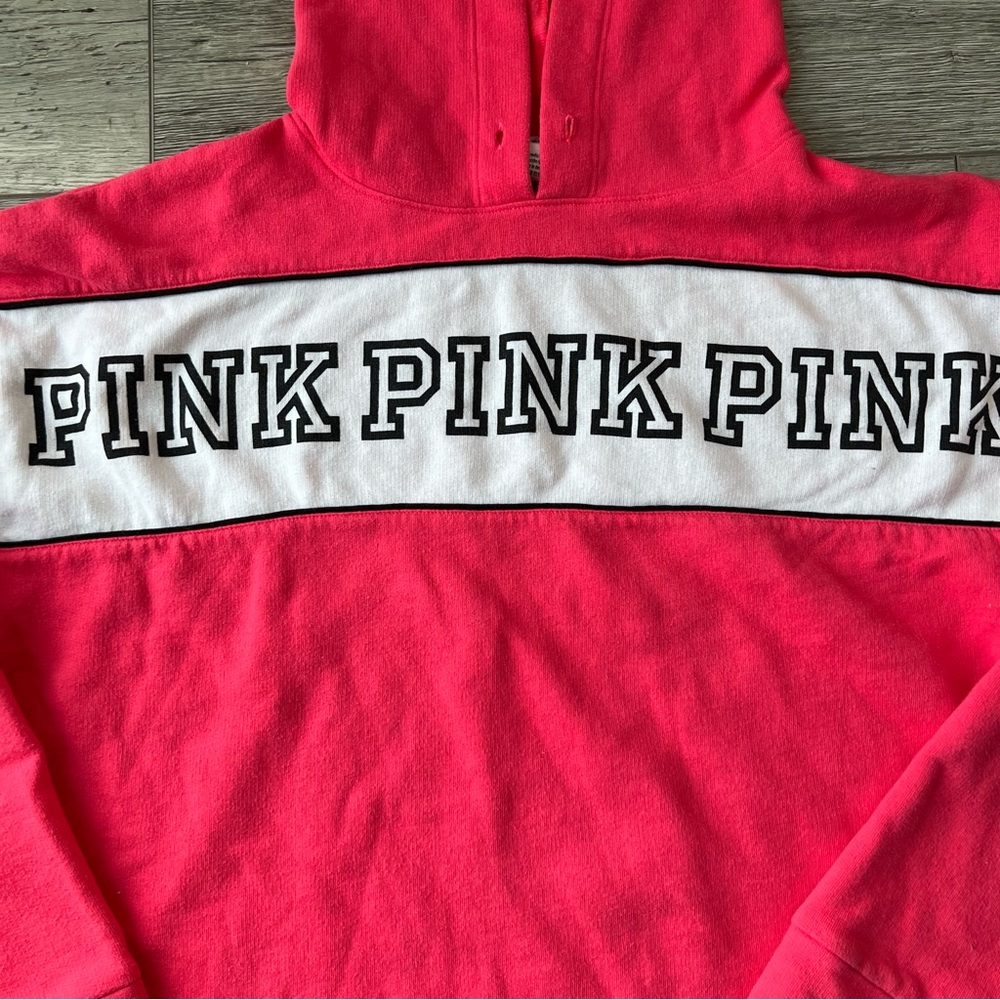 Victoria’s Secret PINK Pink Logo Fleece Pullover Hoodie | Size Medium - Picture 6 of 7